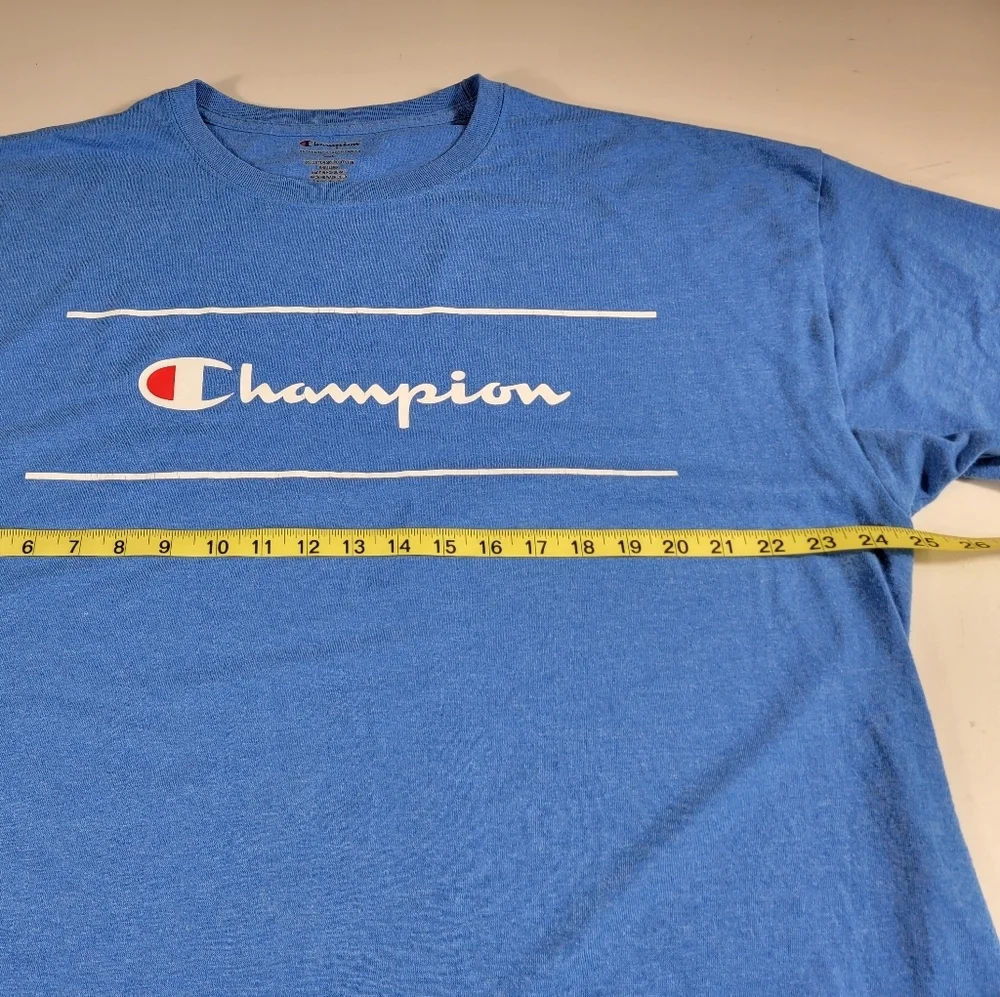 Champion Blue T-Shirt adult unisex Size 1X polycotton soft stretch.  ^ - Picture 4 of 5
